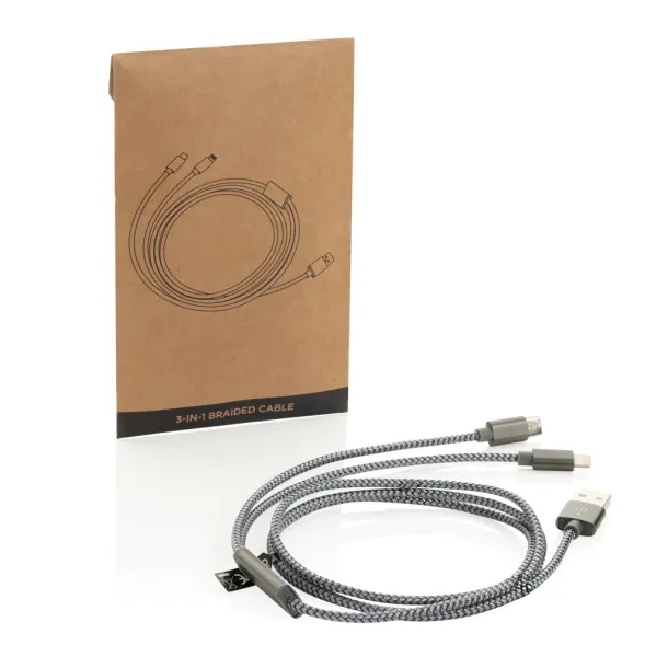  Pleteni 3 u 1 kabel - XD Collection Siva 