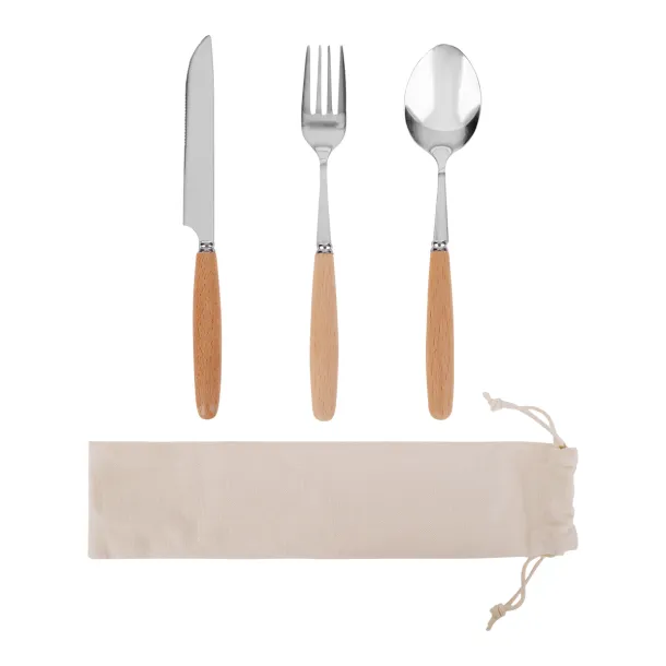 NANTES cutlery set in a cotton bag Beige