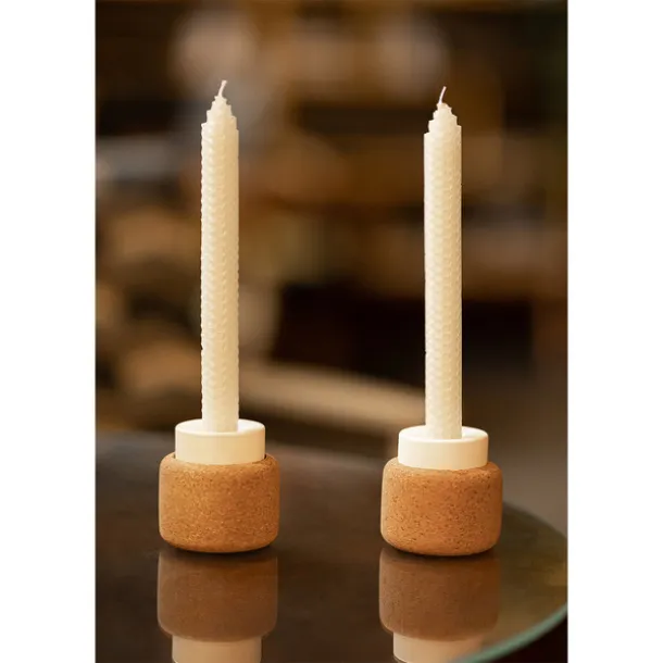 BIELLA set of 2 long beeswax candles White