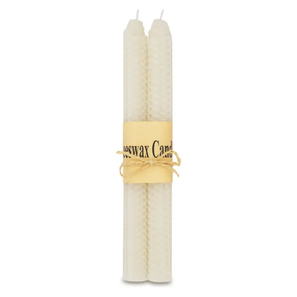 BIELLA set of 2 long beeswax candles White