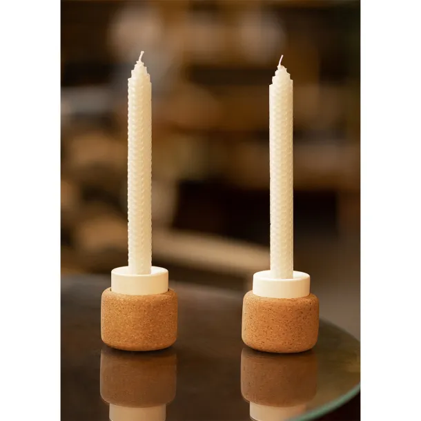 BIELLA set of 2 long beeswax candles White