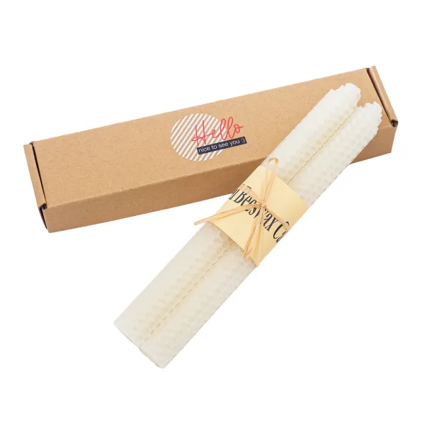 BIELLA set of 2 long beeswax candles White