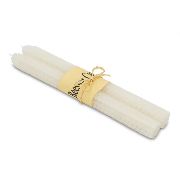 BIELLA set of 2 long beeswax candles White