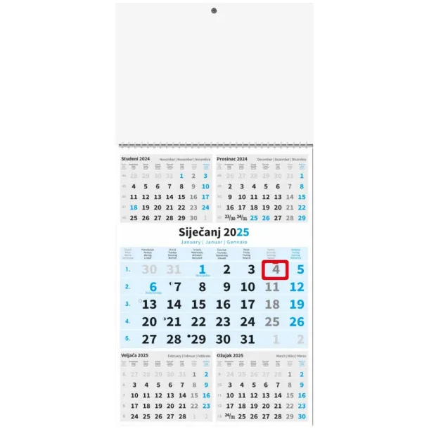  "Poslovni PLAVI 5 mj." trodjelni kalendar Plava