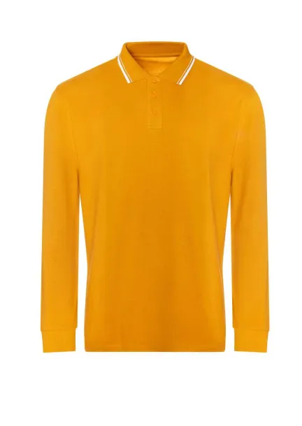 100 LONG SLEEVE TIPPED 100 POLO - Just Polos Mustard White