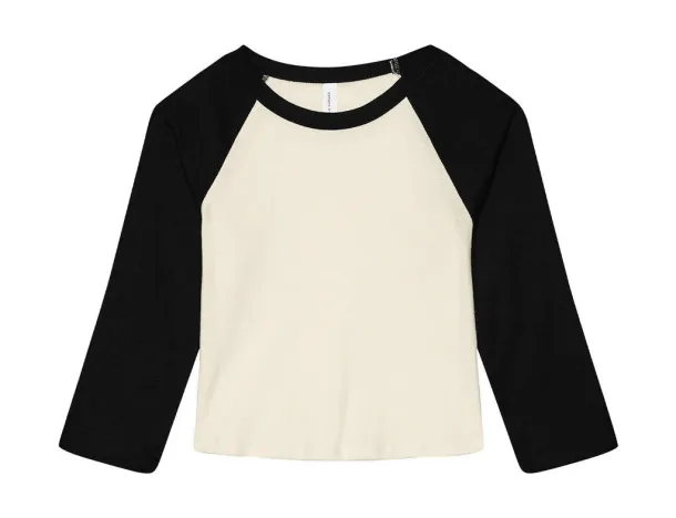  Women's Micro Rib 3/4 Raglan Baby Tee - Bella+Canvas Prirodna Black