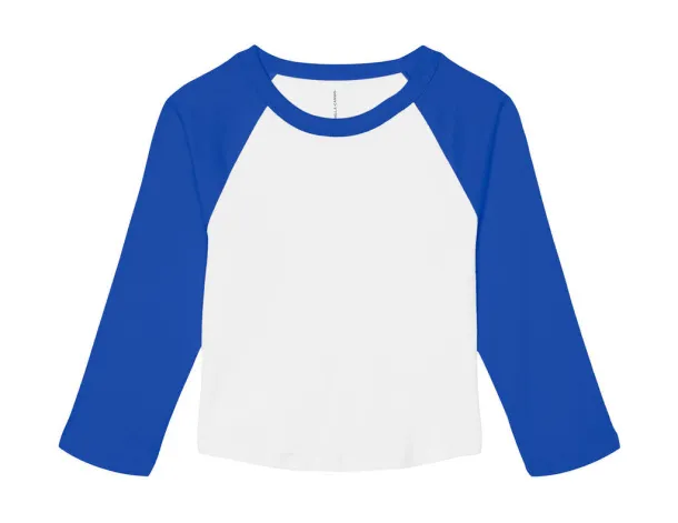  Women's Micro Rib 3/4 Raglan Baby Tee - Bella+Canvas Bijela True Royal
