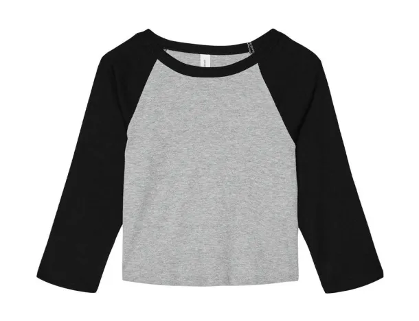  Ženska majica s 3/4 raglan rukavima i mikro rebrastim materijalom - Bella+Canvas Athletic Heather Crna