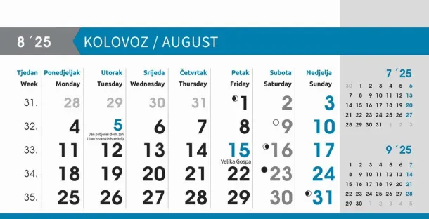  "POSLOVNI SIVO - PLAVI" 13 list., dim: 20,5x14,5 cm, stolni kalendar, koverta, P/100 Color