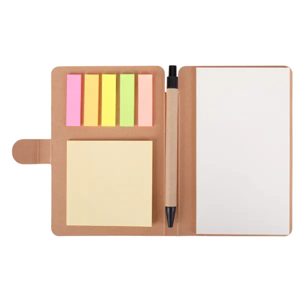BLAND A6 blok s ljepljivim bilješkama i kemijskom olovkom Bež