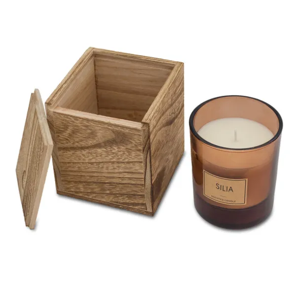SILIA candle in a wooden box Brown
