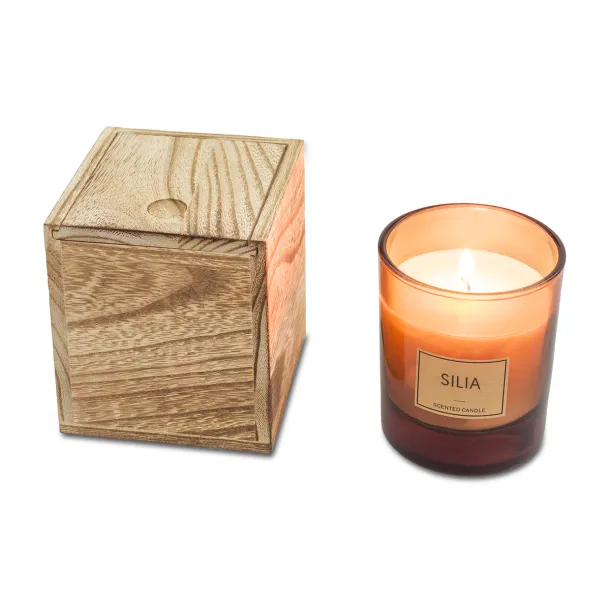 SILIA candle in a wooden box Brown