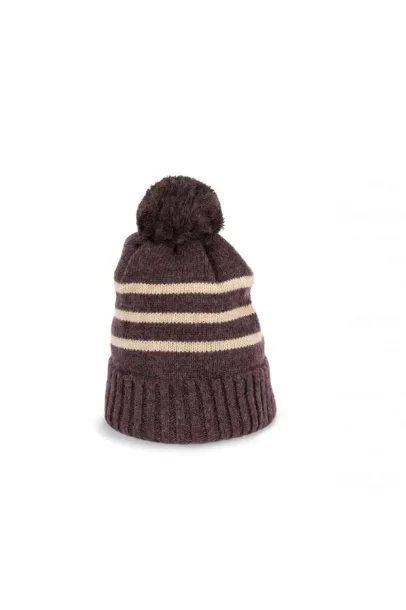  KNITTED STRIPED BEANIE IN RECYCLED YARN - K-UP Dark Rosewood Heather Pjesak smeđa