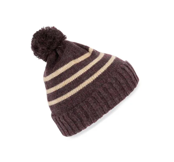  KNITTED STRIPED BEANIE IN RECYCLED YARN - K-UP Dark Rosewood Heather Pjesak smeđa