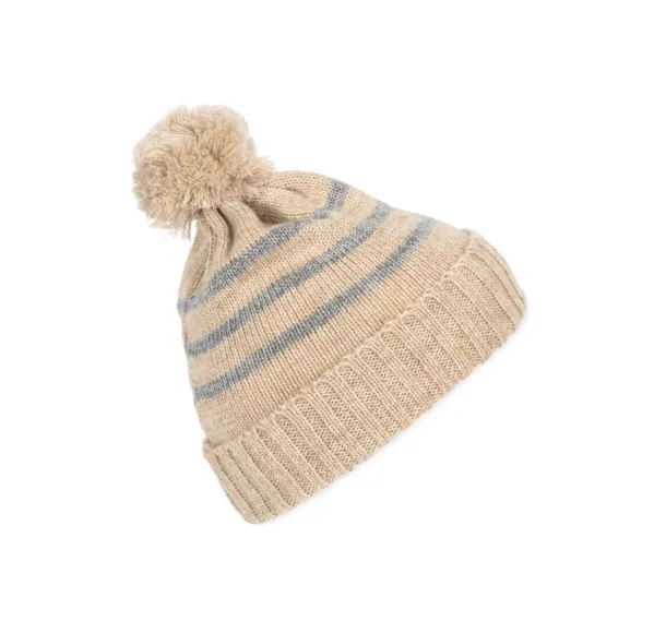 KNITTED STRIPED BEANIE IN RECYCLED YARN - K-UP Pjesak smeđa Light Grey Heather