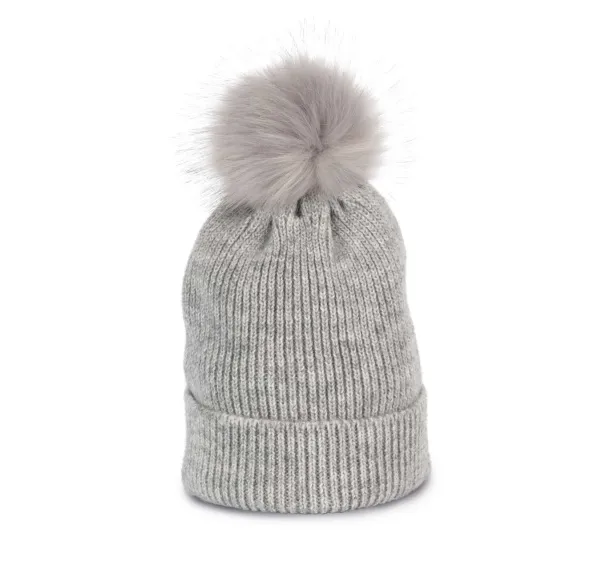  pletena bobble kapa od reciklirane pređe - K-UP Light Grey Heather