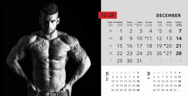  "MASCULINE" 13 sheets, format: 20,5x14,5 cm, desk calendar, envelope, P/50 Color