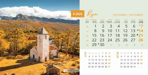  "NACIONALNI PARKOVI HRVATSKE" 13 list., dim: 20,5x14,5 cm, stolni kalendar, koverta, P/100 Color