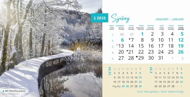  "PRIRODA" 13 sheets, format: 20,5x14,5 cm, desk calendar, envelope, P/50 Color