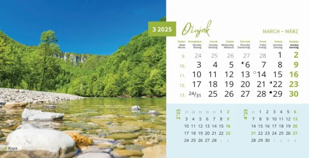  "PRIRODA" 13 list., dim: 20,5x14,5 cm, stolni kalendar, koverta, P/100 Color