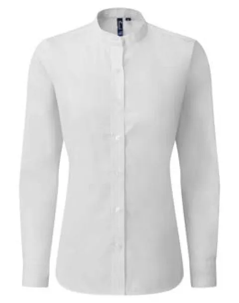 'GRANDAD' WOMEN’S BANDED COLLAR SHIRT - Premier White