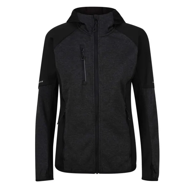 X-PRO COLDSPRING II WOMEN'S HYBRID PERFORMANCE STRETCH HOODED FLEECE JACKET - Regatta Grey Marl Black