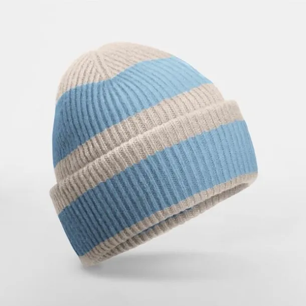  Colour Block Beanie - Beechfield Natural Stone Dusty Blue
