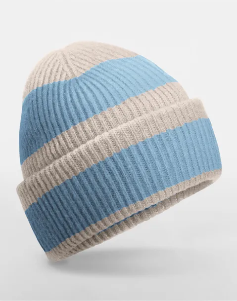  Colour Block Beanie - Beechfield Natural Stone Dusty Blue
