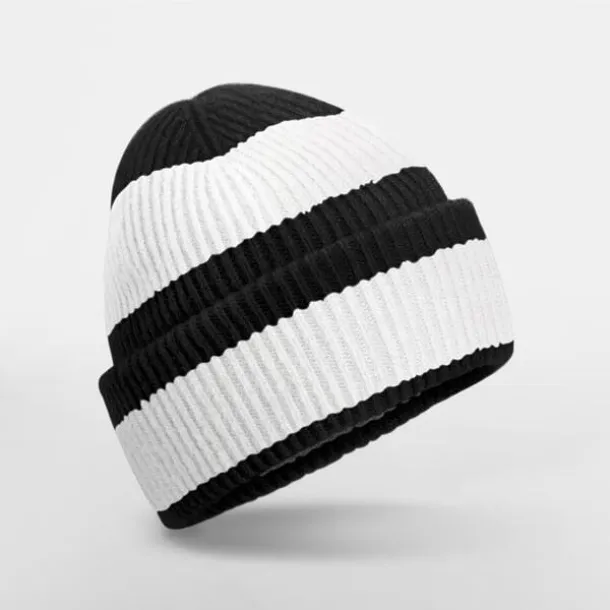  Colour Block Beanie - Beechfield Black Soft White