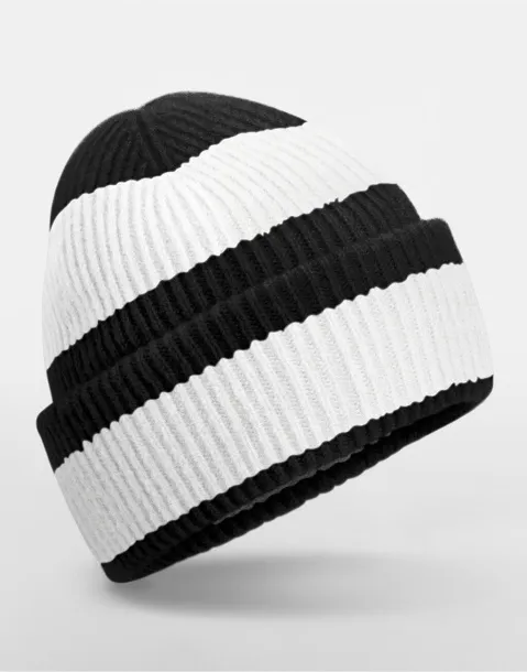  Colour Block Beanie - Beechfield Black Soft White