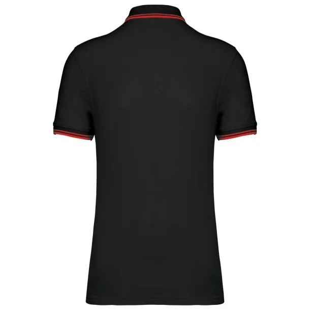  MEN'S SHORT-SLEEVED POLOSHIRT WITH CONTRASTING PIPING - Kariban Black Red