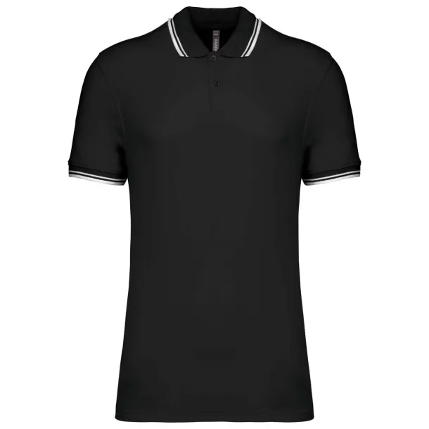  Muška polo majica s kontrastnim obrubom, 180 g/m2 - Kariban Crna Bijela
