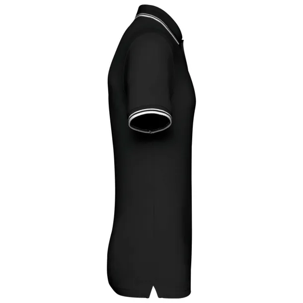  MEN'S SHORT-SLEEVED POLOSHIRT WITH CONTRASTING PIPING - Kariban Black White