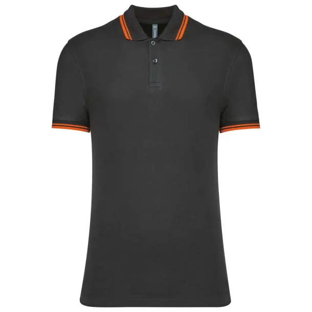  MEN'S SHORT-SLEEVED POLOSHIRT WITH CONTRASTING PIPING - Kariban Tamno siva Orange