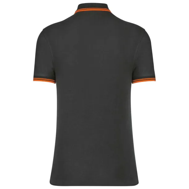  MEN'S SHORT-SLEEVED POLOSHIRT WITH CONTRASTING PIPING - Kariban Tamno siva Orange