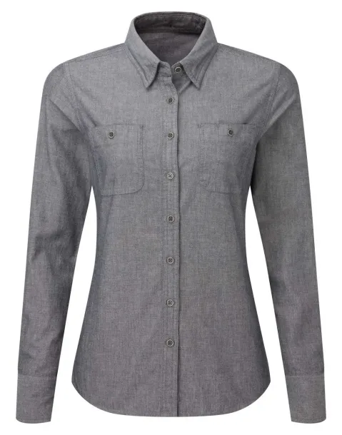  WOMEN'S ORGANIC CHAMBRAY FAIRTRADE SHIRT - Premier Full Grey