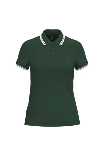  Ženska polo majica s kontrastnim obrubom, 180 g/m2 - Kariban Šumski zelena Bijela