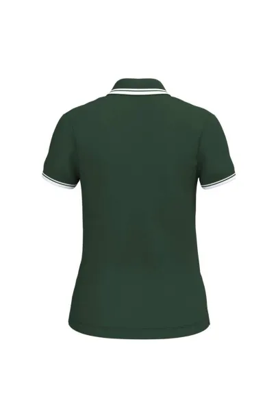  Ženska polo majica s kontrastnim obrubom, 180 g/m2 - Kariban Šumski zelena Bijela