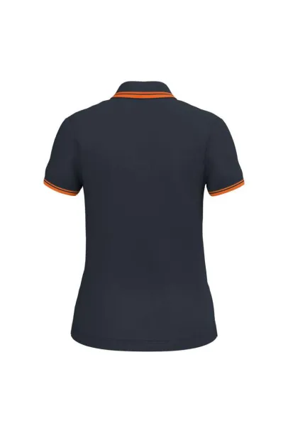  LADIE'S SHORT-SLEEVED POLOSHIRT WITH CONTRASTING PIPING - Kariban Navy Orange
