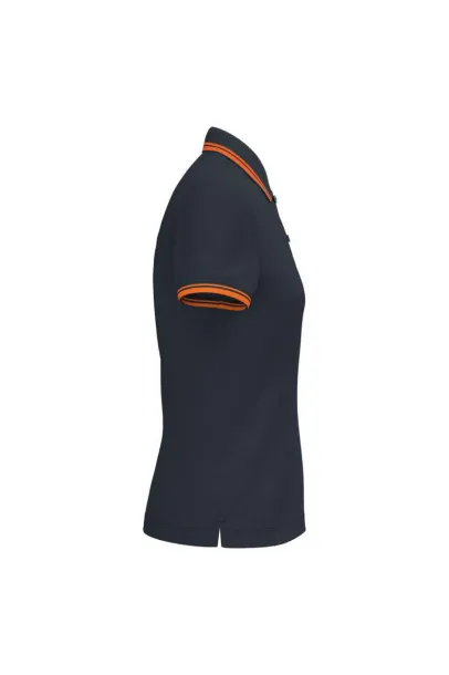 LADIE'S SHORT-SLEEVED POLOSHIRT WITH CONTRASTING PIPING - Kariban Navy Orange