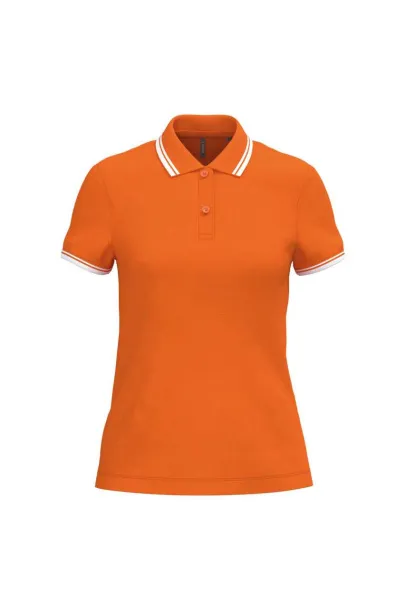  Ženska polo majica s kontrastnim obrubom, 180 g/m2 - Kariban Narančasta Bijela