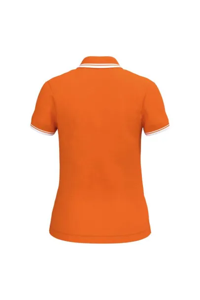  LADIE'S SHORT-SLEEVED POLOSHIRT WITH CONTRASTING PIPING - Kariban Orange White