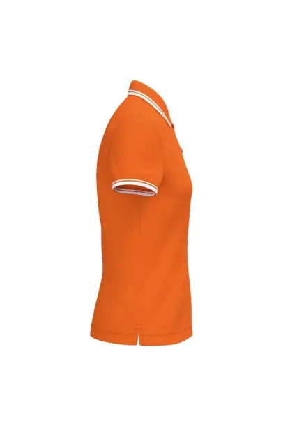  LADIE'S SHORT-SLEEVED POLOSHIRT WITH CONTRASTING PIPING - Kariban Orange White