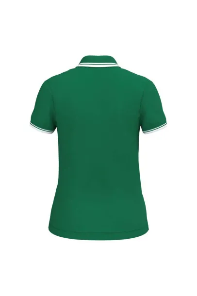  LADIE'S SHORT-SLEEVED POLOSHIRT WITH CONTRASTING PIPING - Kariban Kelly Green Bijela