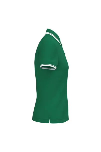  LADIE'S SHORT-SLEEVED POLOSHIRT WITH CONTRASTING PIPING - Kariban Kelly Green Bijela