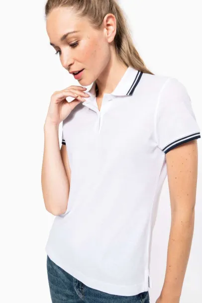  LADIE'S SHORT-SLEEVED POLOSHIRT WITH CONTRASTING PIPING - Kariban Kelly zelena Bijela