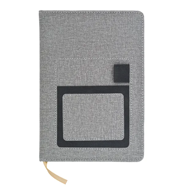 IRUN lined notepad with pocket Grey