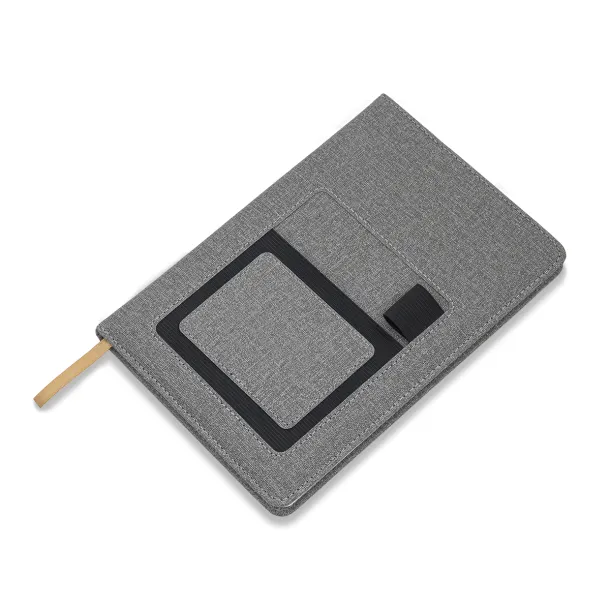 IRUN lined notepad with pocket Grey