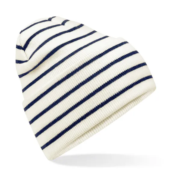  Original Deep Cuffed Striped Beanie - Beechfield Soft White French Navy