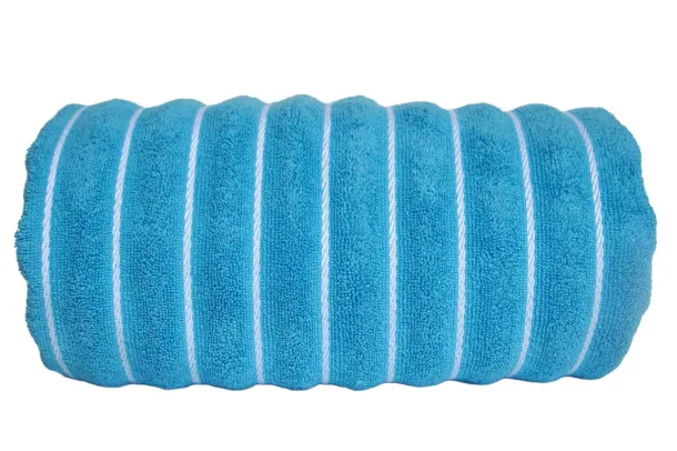  Ručnik za plažu s prugama, 600 g/m2 - Olima Caribbean Blue Bijela